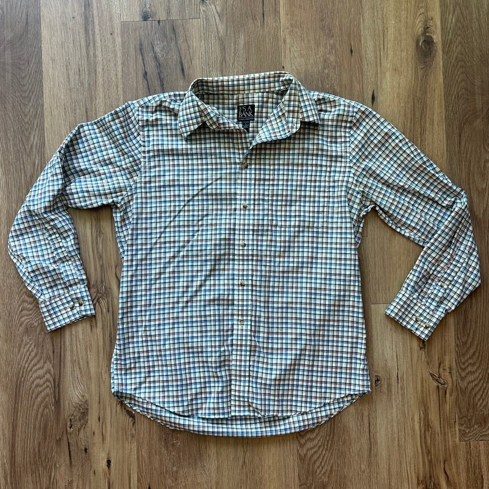Jos A Bank Classic Collection Tailored Fit Plaid‎ Button Down Shirt Mens Large